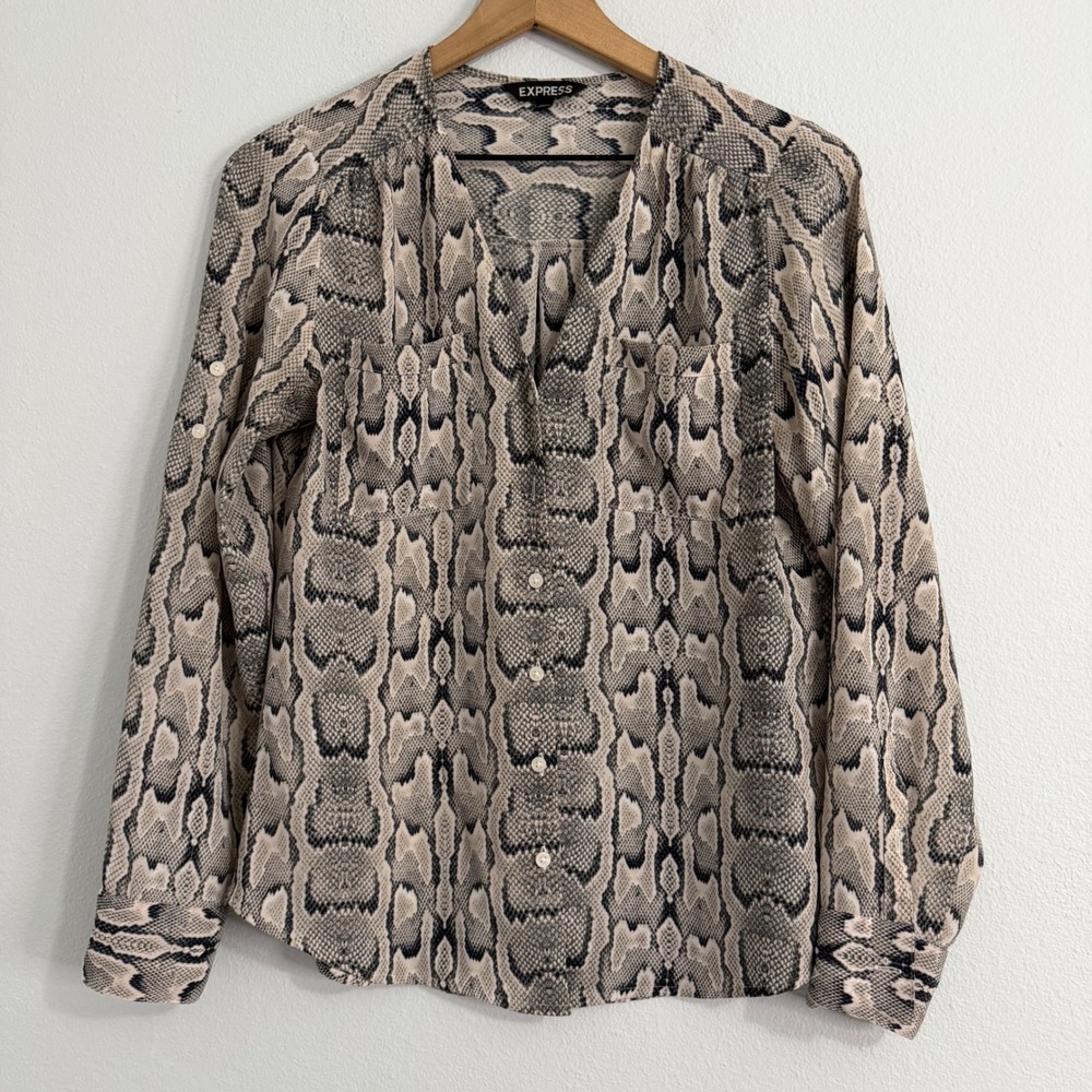 Express - Snakeprint Button Down Blouse - image 1